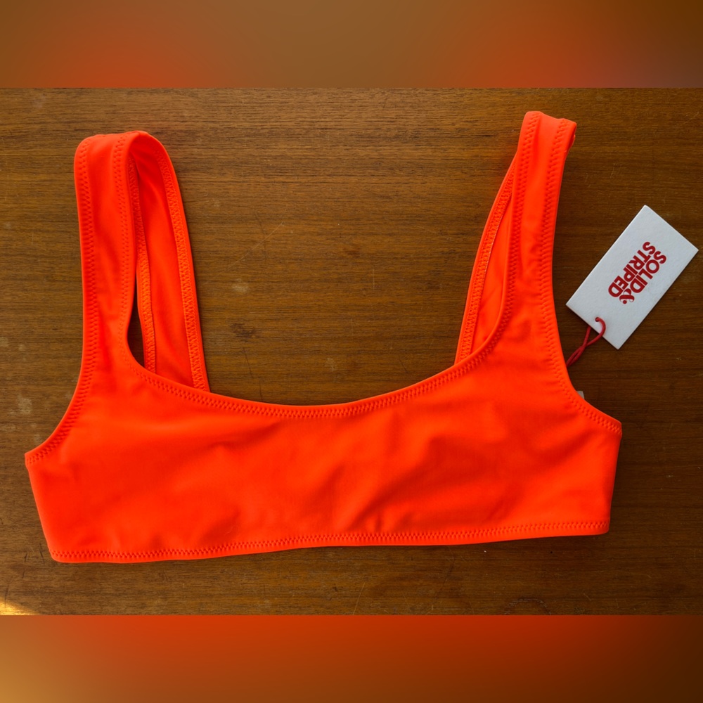 NWT Pristine Neon Solid and Striped Bikini Top (M)